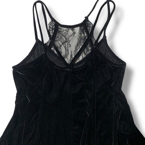 Free People Velvet Lace Tank Top Black Peplum Size Small - Picture 6 of 10